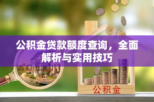 玉井公积金贷款额度查询，全面解析与实用技巧