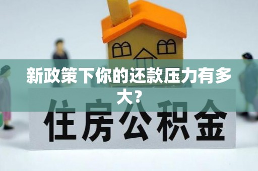 屏边新政策下你的还款压力有多大？